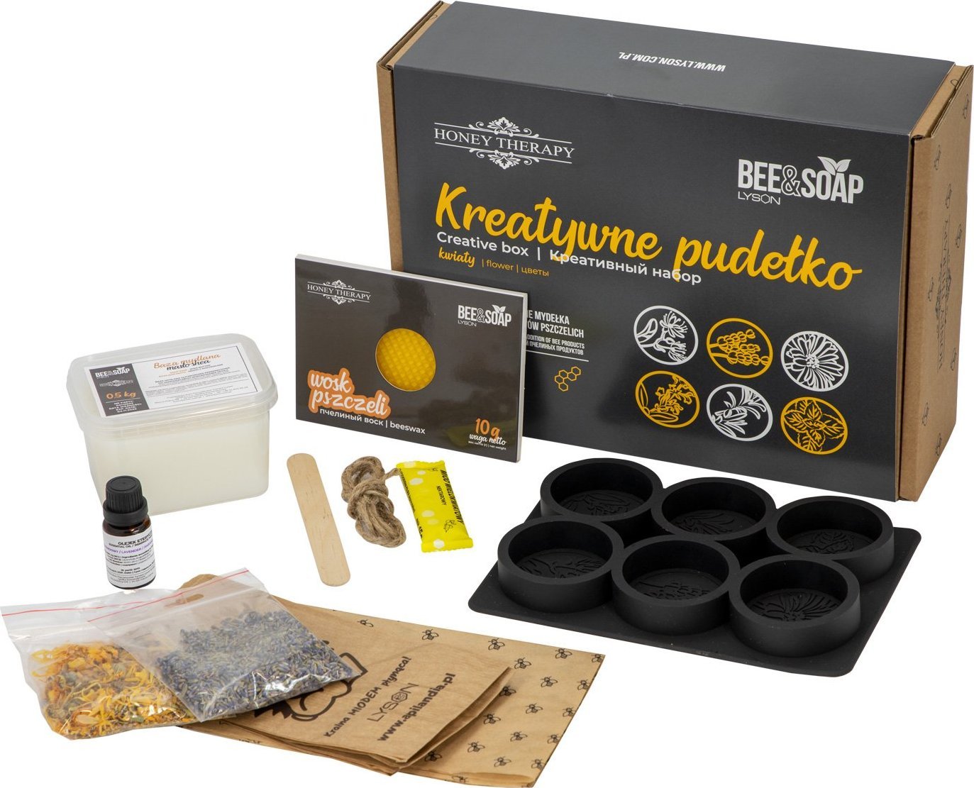 Honey Therapy Zestaw do robienia mydełek Bee&Soap kreatywne pudełko (FMZ02.) - FMZ02.