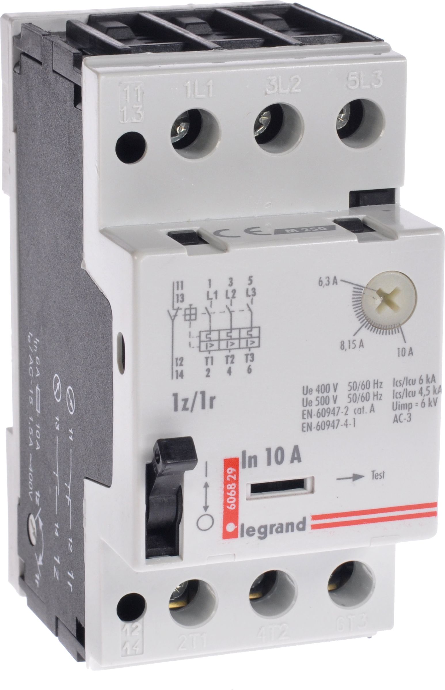 Legrand Wyłącznik silnikowy 3P 4kW 6,3-10A M250 1Z/1R 10 606829