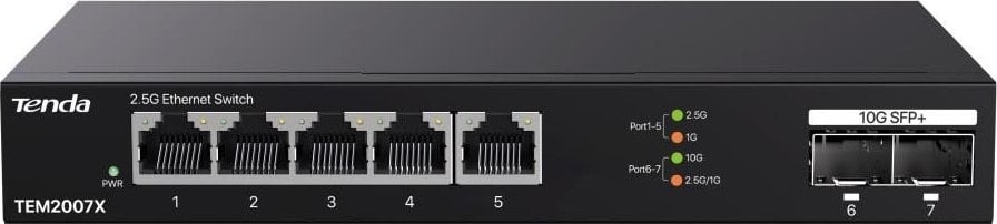 ML Switch niezarządzalny Tenda TEM2007X 5x2,5GbE 2x10G SFP+
