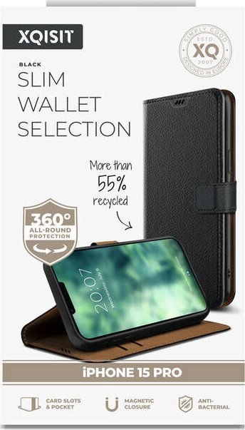 Xqisit XQISIT NP Slim Wallet Selection Anti Bac, RECYCLED for iPhone 15 Pro Black standard