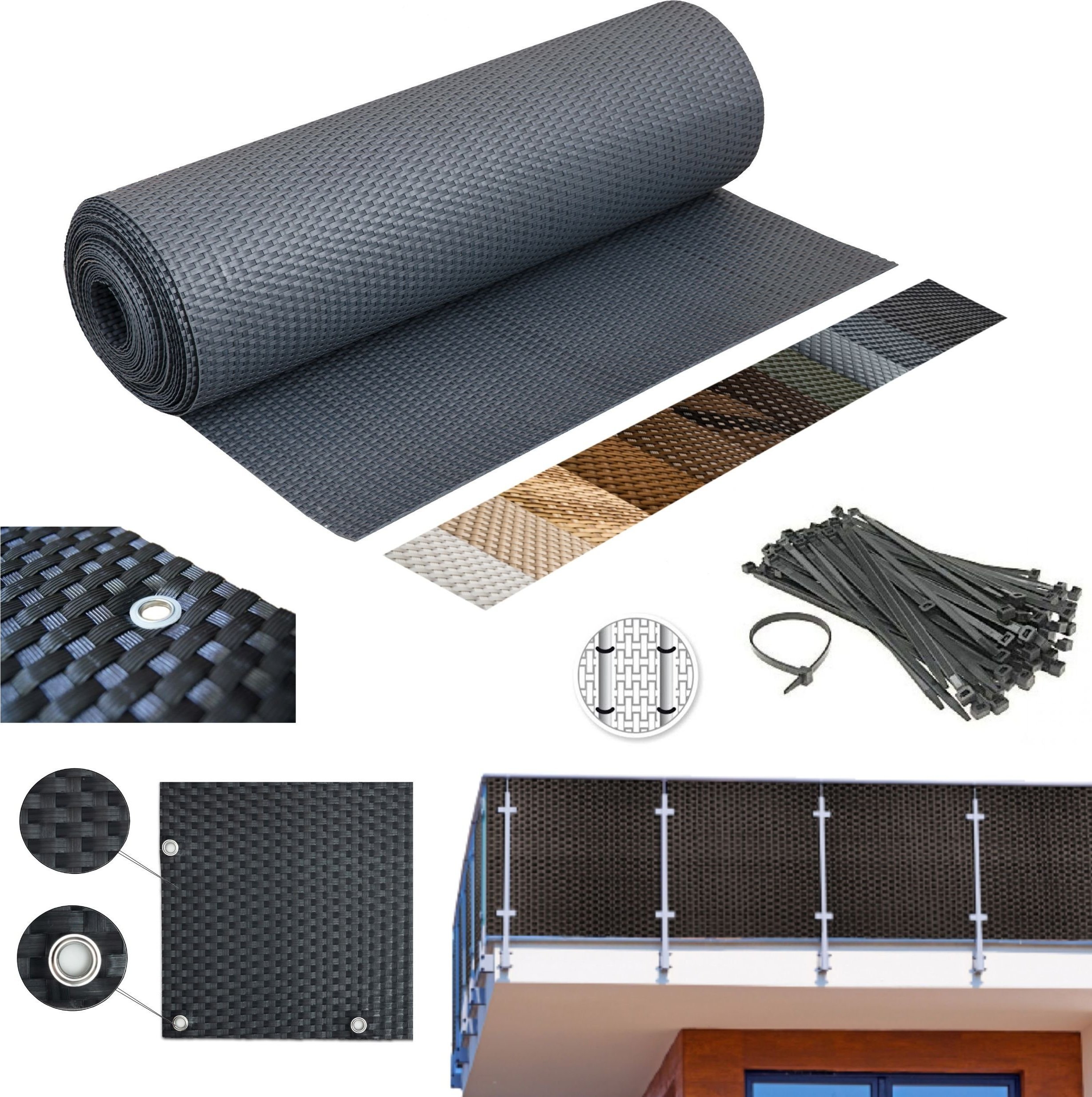 PROGRESJA Osłona Balkonowa Oczkowana Mata technorattan na wymiar