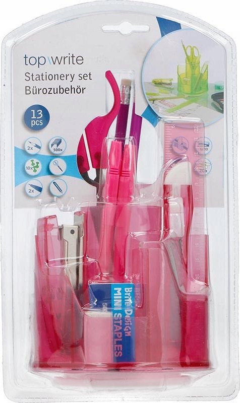 Topwrite Topwrite - Przybornik na biurko 13 elementów (różowy)
