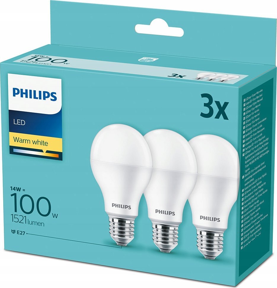 Philips Philips LED Lamp E27 3-Pack 100W 2700K