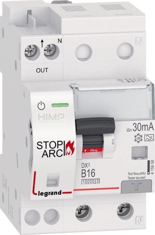Legrand Przeciwpożarowy detektor iskrzenia DX3 STOP ARC zintegrowany z RCCB 2P 10kA B16 30mA Typ A 415958