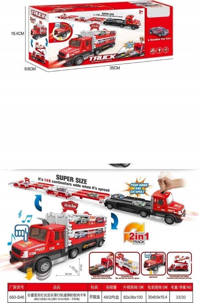 Ramiz Ciężarówka z Wyrzutnia 2w1 + Akcesoria Czerwony