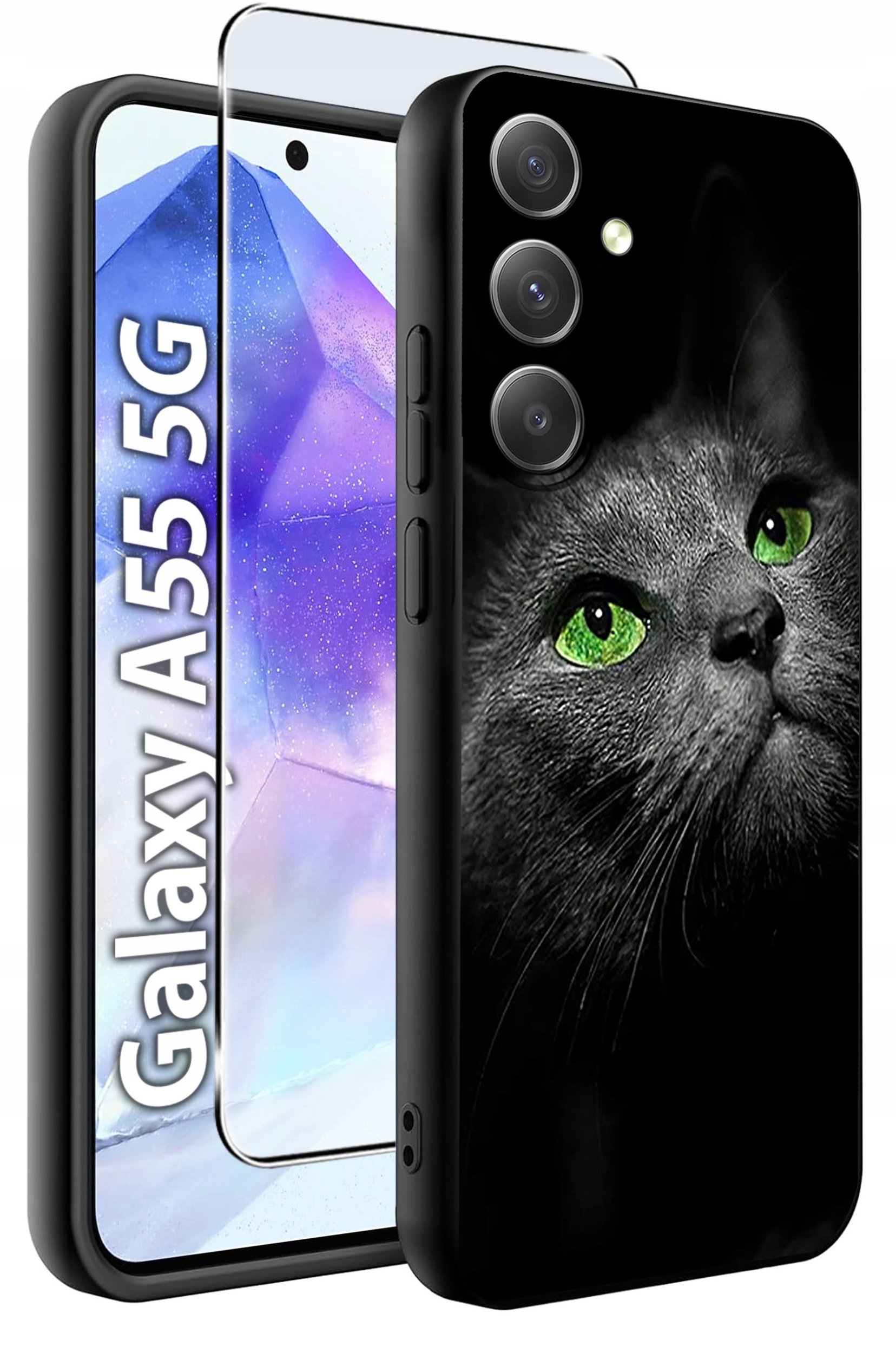 ETUI do Samsung A55 5G WZORY | SILIKONOWE MATT CASE + SZKŁO HARTOWANE 9H