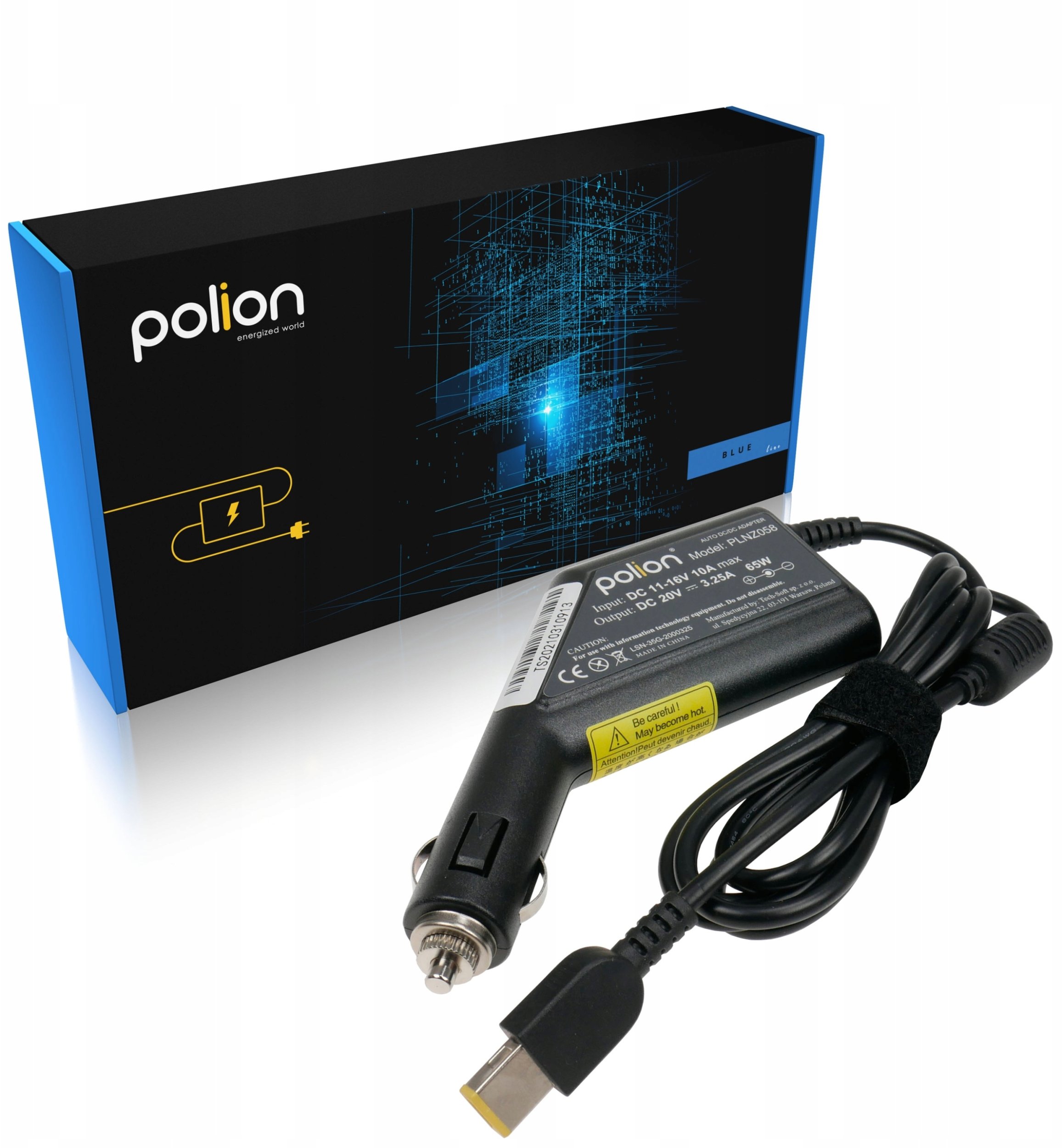 Zasilacz samochodowy do laptopa LENOVO 65W 20V 3,25A wtyk Slim Tip