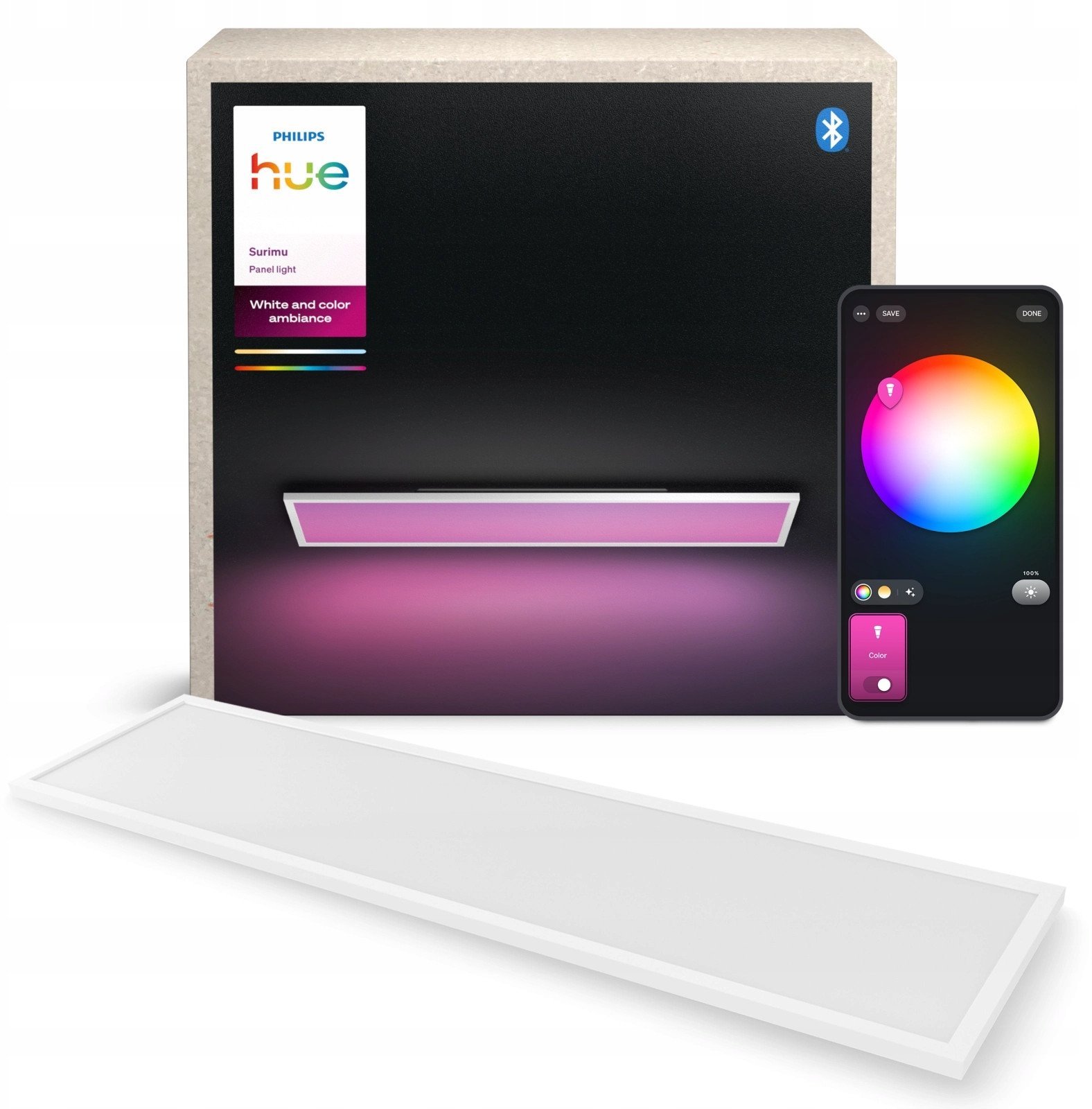 Philips Hue White and Color Ambiance Surimu - Taklampspanel - LED - 300 x 1200 mm - 60 W - 2000-6500 K - rektangel - vit