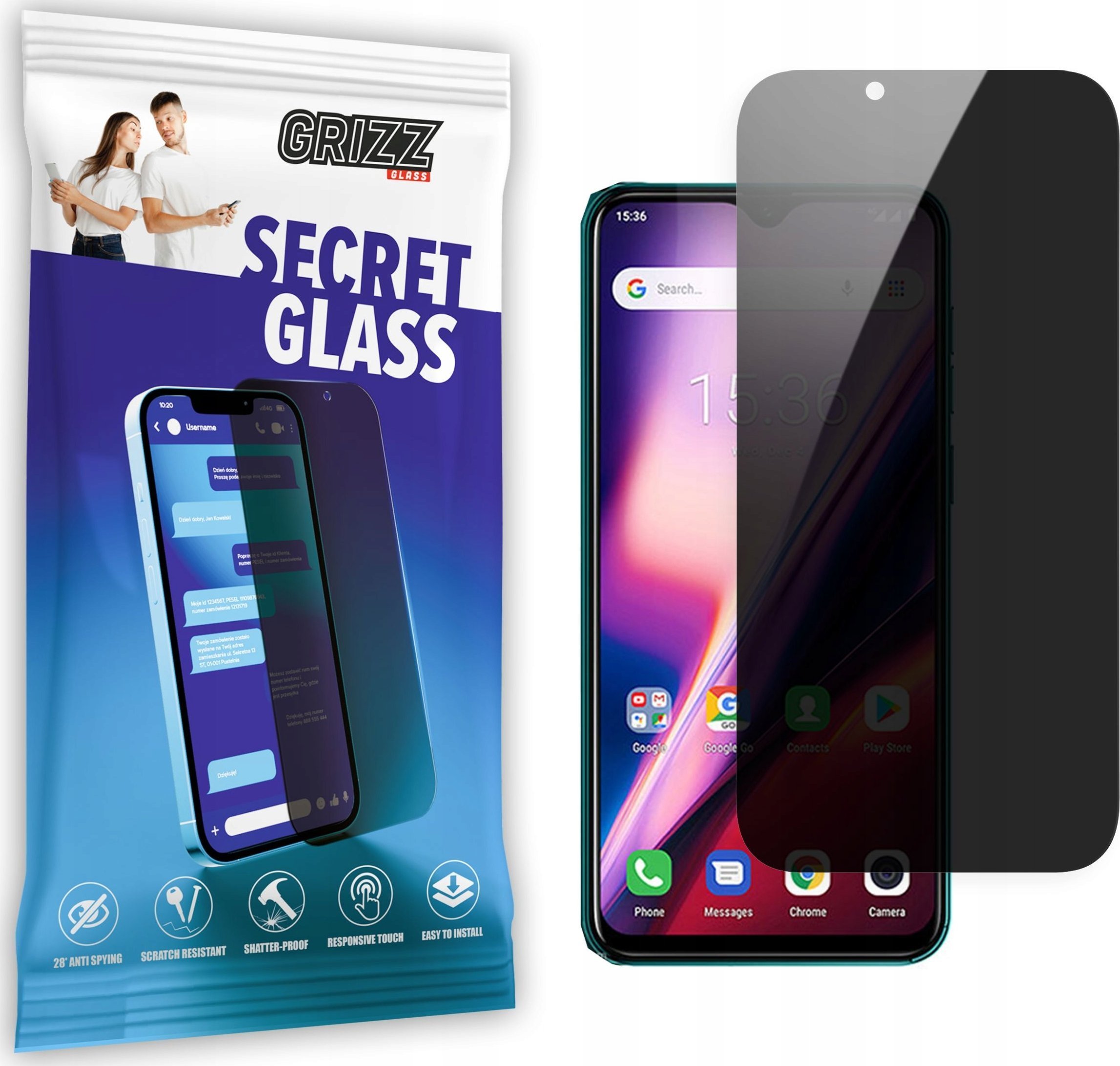 GrizzGlass Szkło prywatyzujące GrizzGlass SecretGlass Ulefone Note 7t
