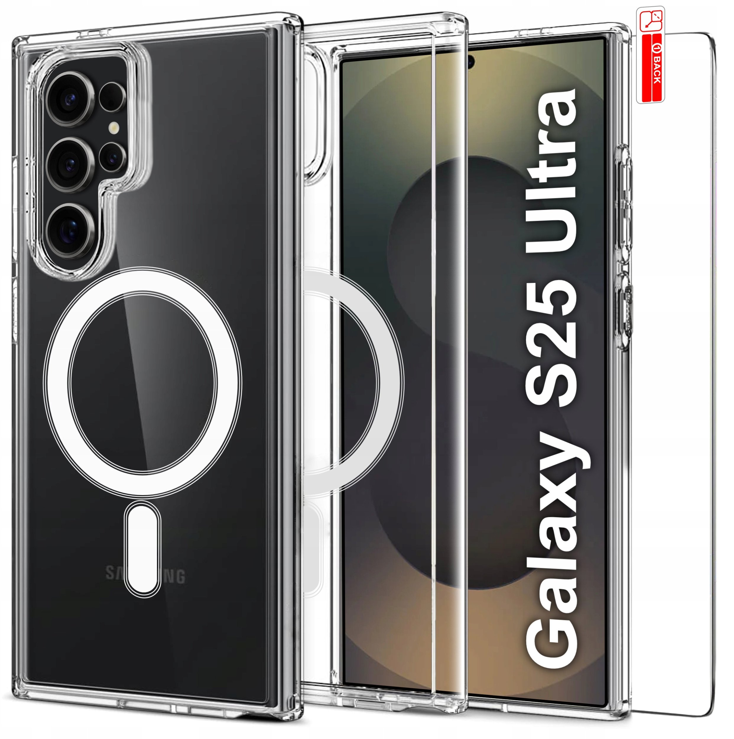 krainaGSM Etui do Samsung S25 Ultra wzmocnione do MAGSAFE ANTI SHOCK CLEAR CASE Szkło