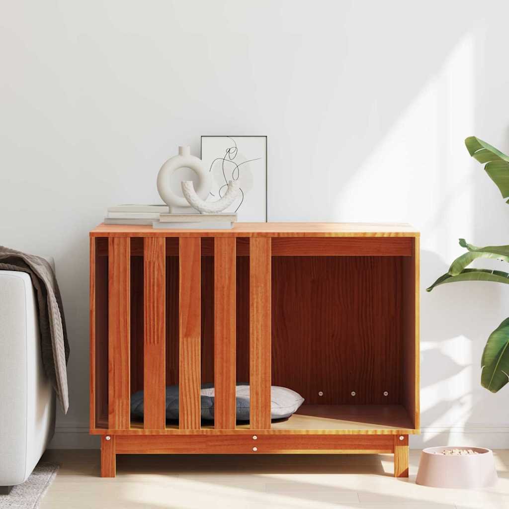 vidaXL Domek dla Psów Brązowy wosk 90 x 60 x 67 cm Lekkie drewno sosnowe