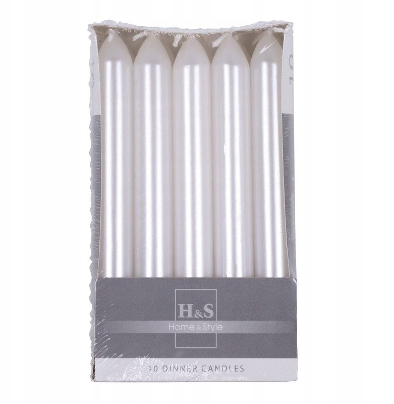 Świeca stołowa prosta DONAU HOME, lakierowana, 20x170 mm, 10 szt., biała