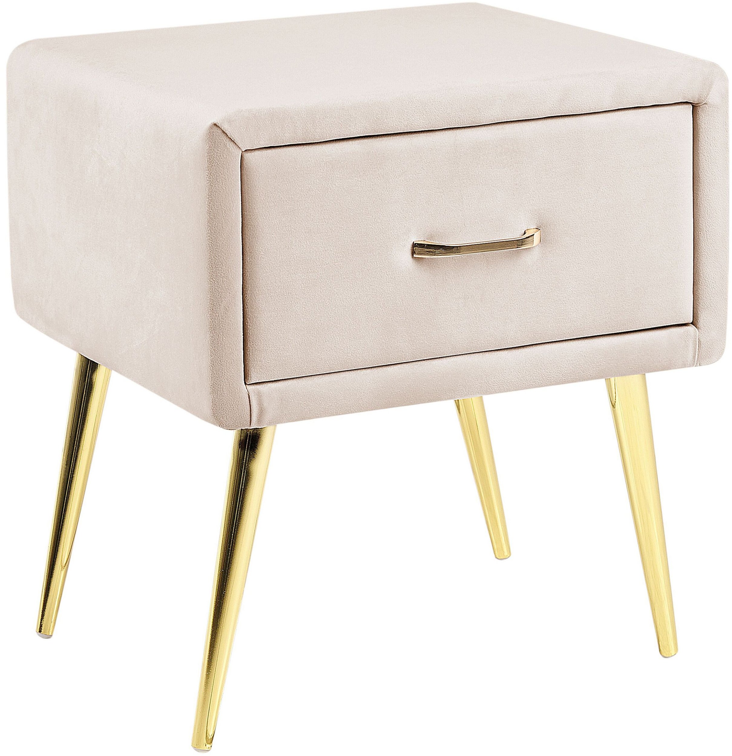 Szafka nocna FLAYAT Welur Jasnobeżowy