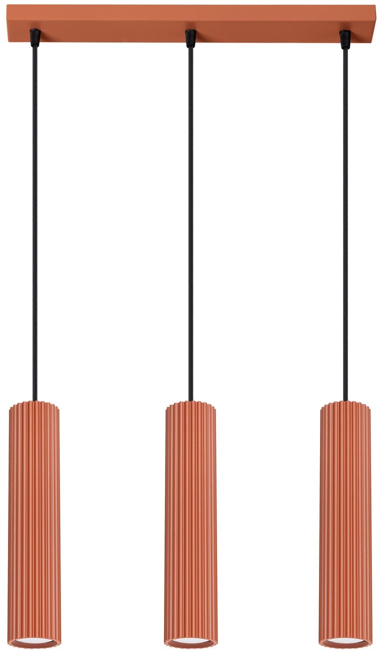 Lampa Wisząca Karbon 3L Ochra Czerwona Gu10 Max 10W Ledw Sollux Lighting