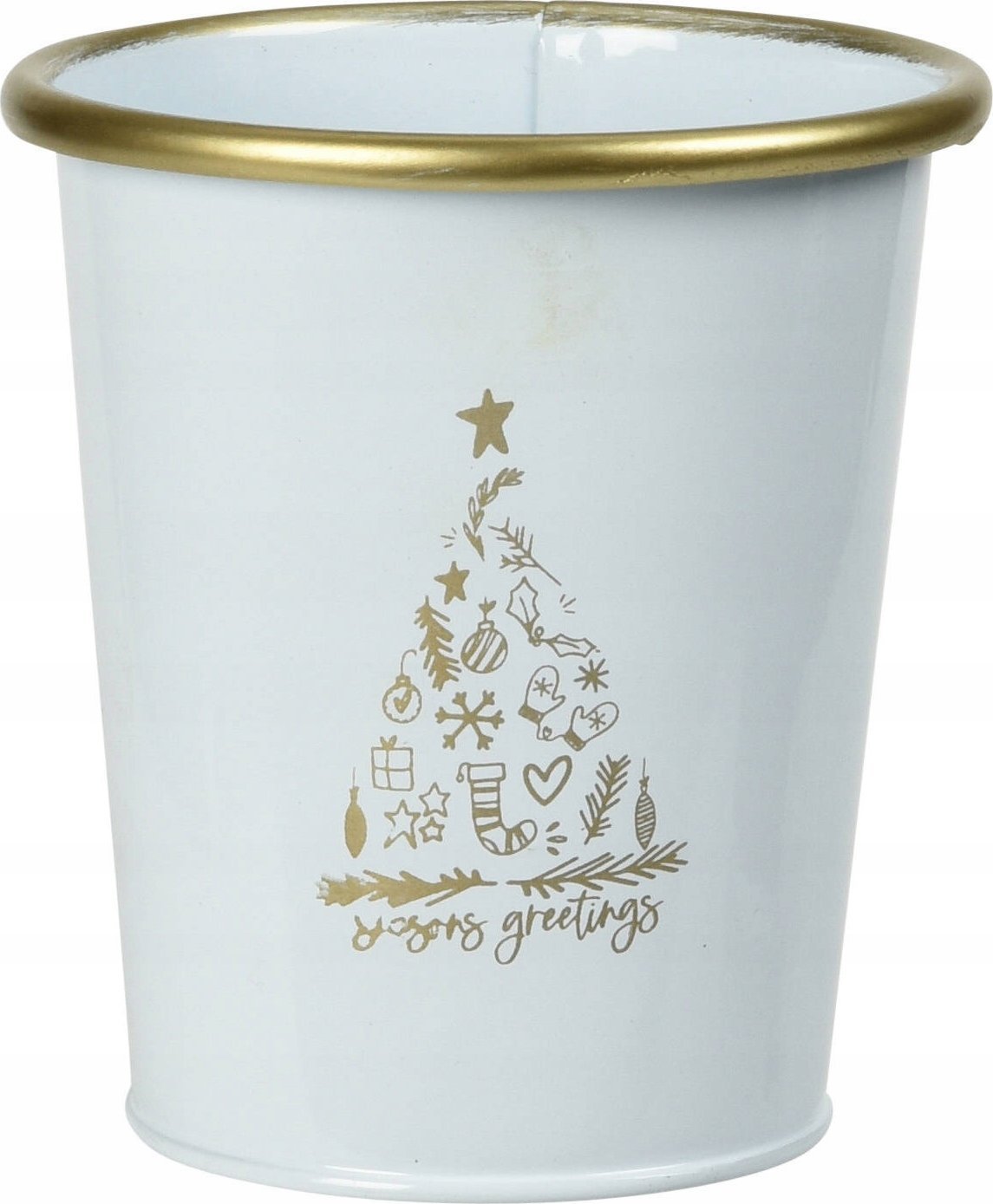 Dekoracja świąteczna Vilde Metalowe wiaderko świąteczne, białe, 10 x 11 cm