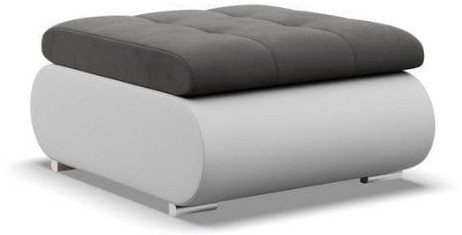 Pufa otwierana, schowek, Bosco, velvet, ekoskóra, 70x88x42 cm, jasny szary, biały | TYLETEGOTU