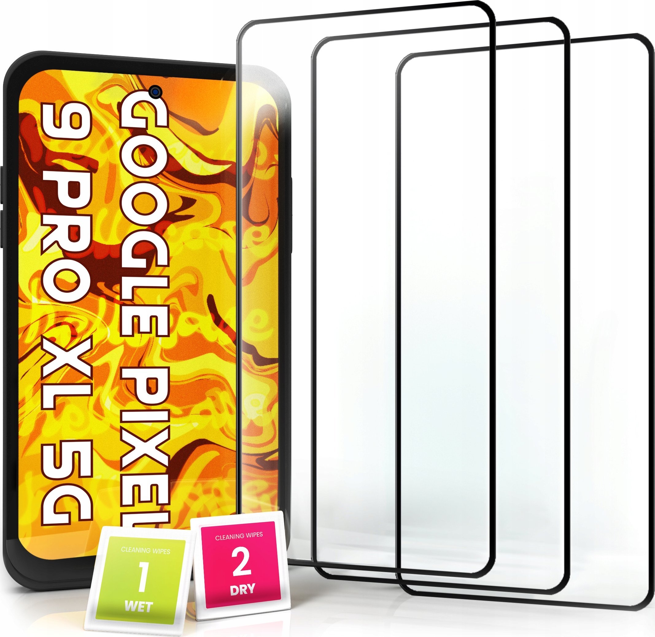 Hello Case 3-PAK Szkło Hartowane do Google Pixel 9 Pro XL 5G (na cały ekran, 9H, 5D)