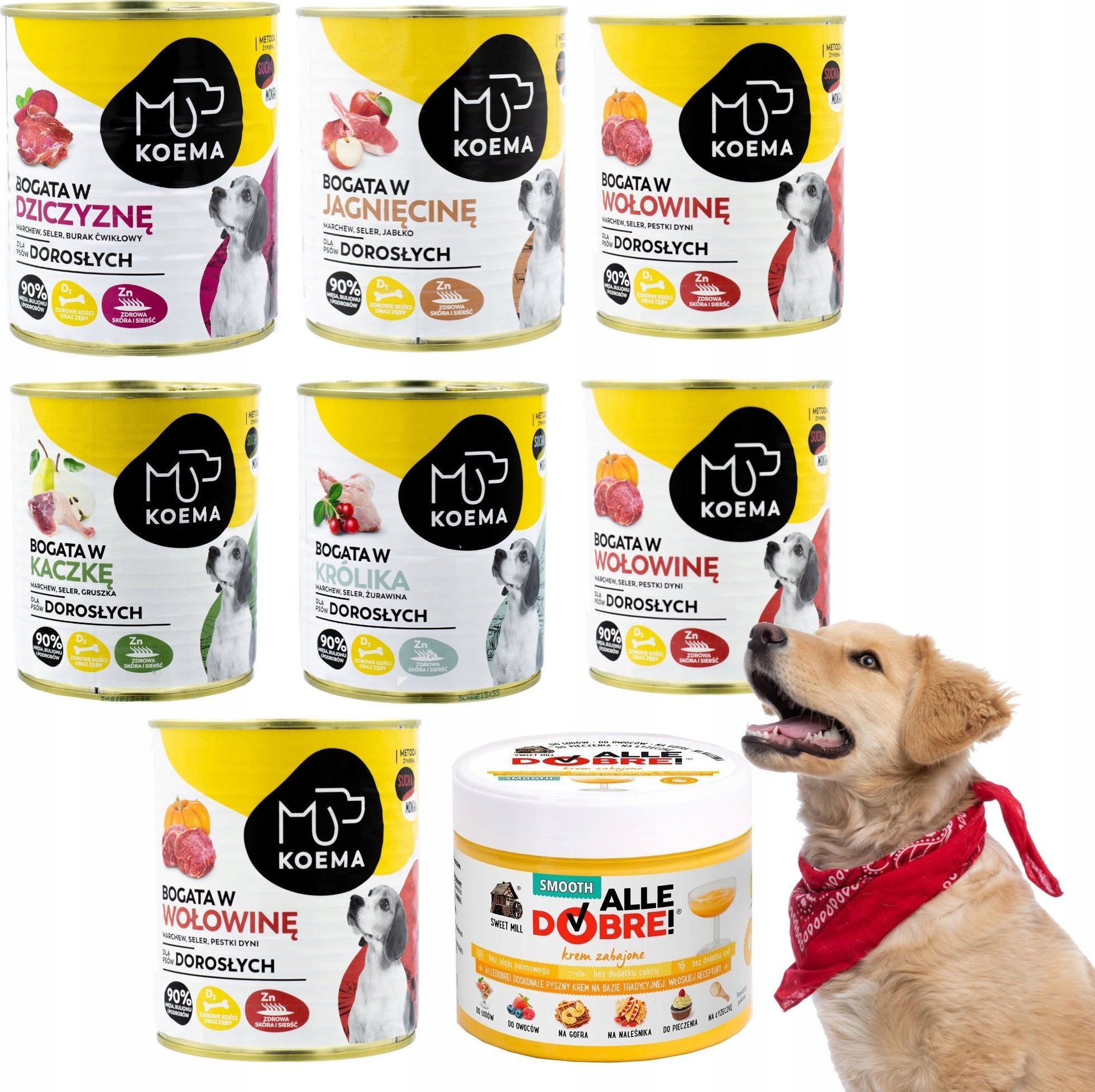 Koema Karma Mokra 90%Mięsa Mix7Szt+Gratis Krem Zabajone do smarowania