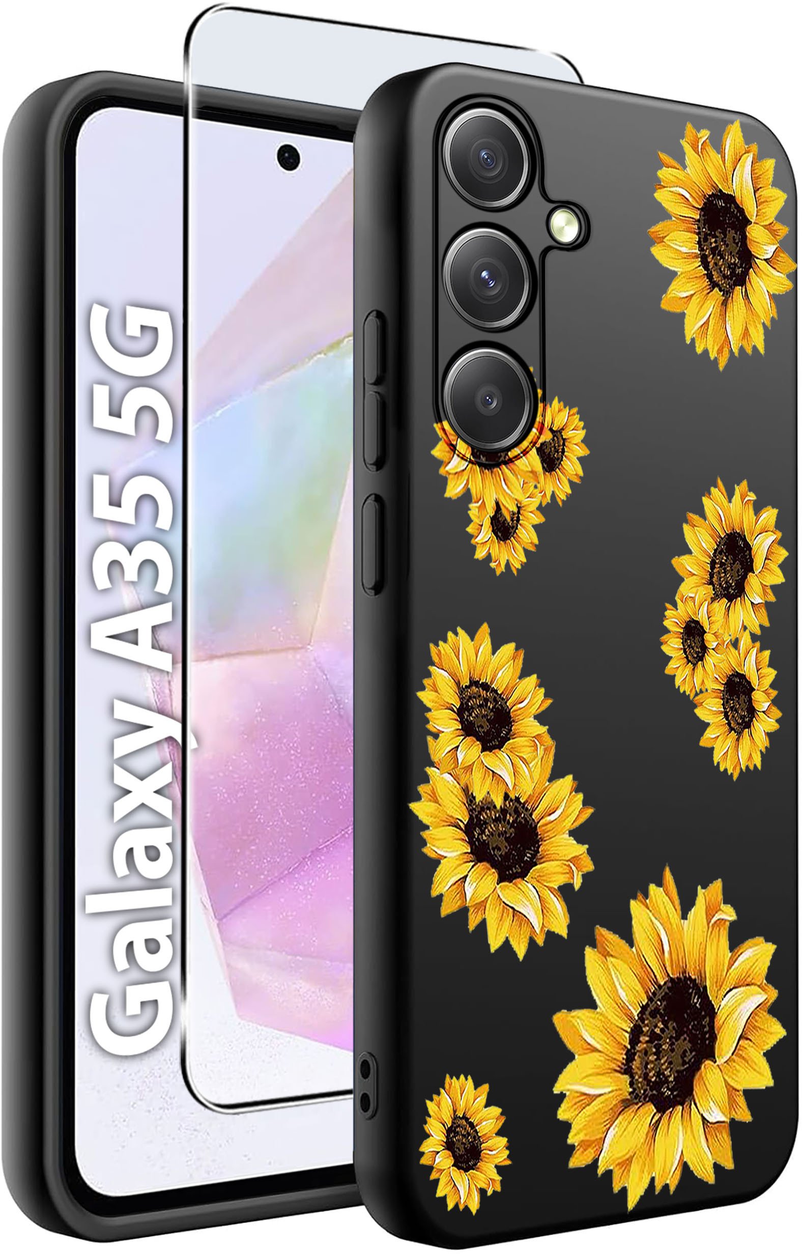krainaGSM ETUI do Samsung A35 5G WZORY SILIKONOWE MATT CASE + SZKŁO HARTOWANE 9H