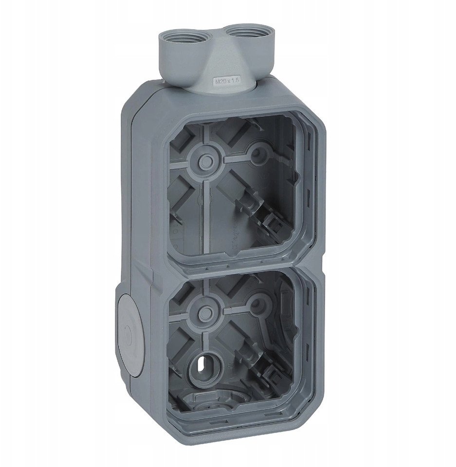 PLEXO55 underlag med 2xM20 forskruning 4 modul grå