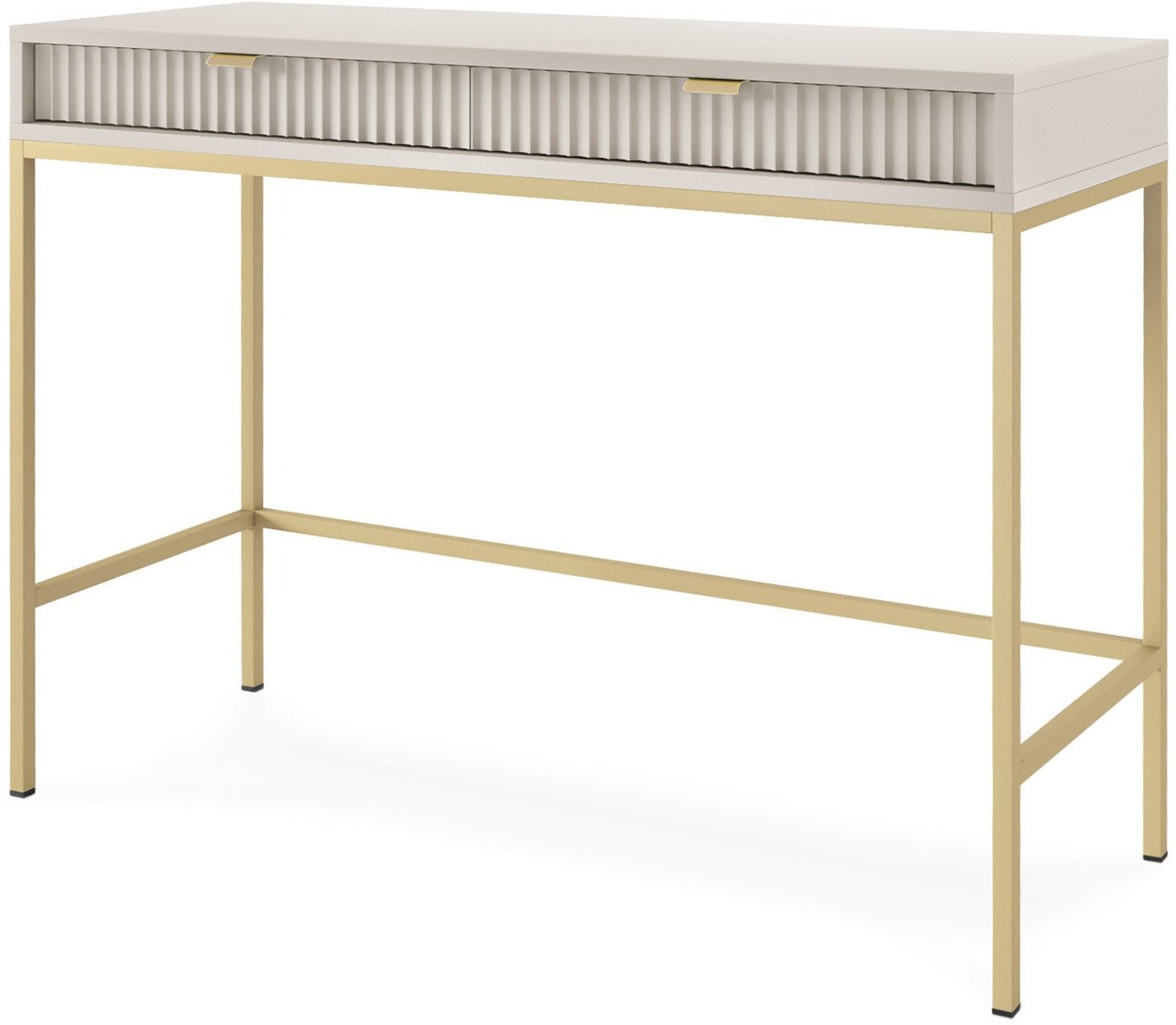 Toaletka z szufladami Kioto w kolorze cashmere i złotymi nóżkami