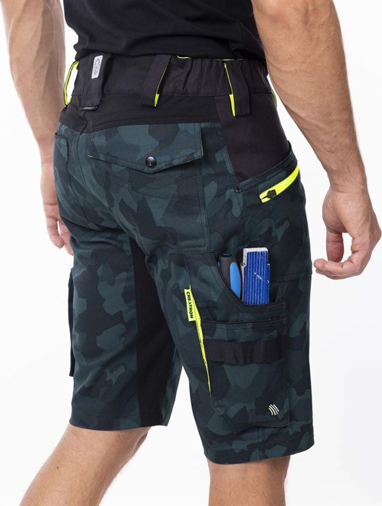 Ardon ARDON CREATRON H6635 - Szorty materiał Tabiflex odblaski D-ring 7 kieszeni 98% bawełna 2% elastan canvas 250 g/m2 camo zielone 62