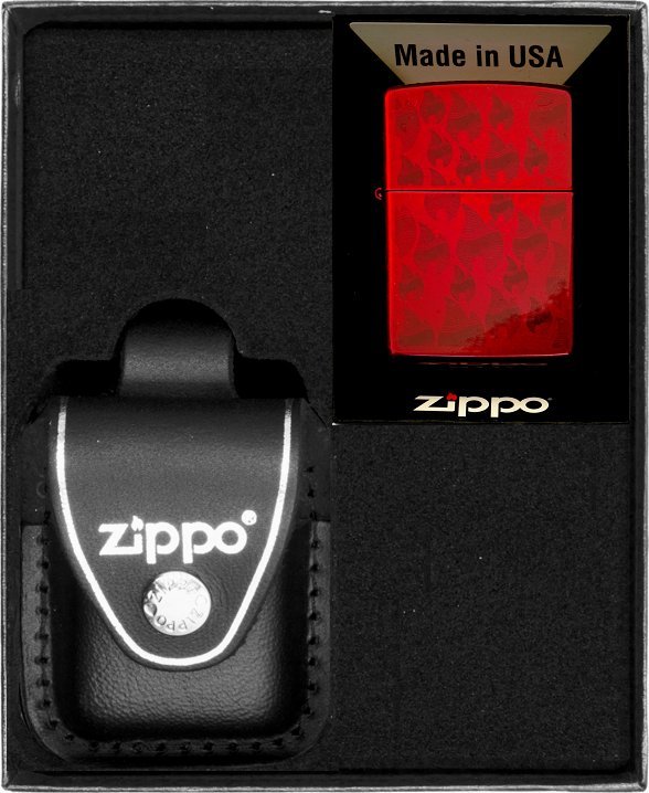 Zestaw ZIPPO Zapalniczka CANDY APPLE RED FLAME PATTERN Prezentowy No3