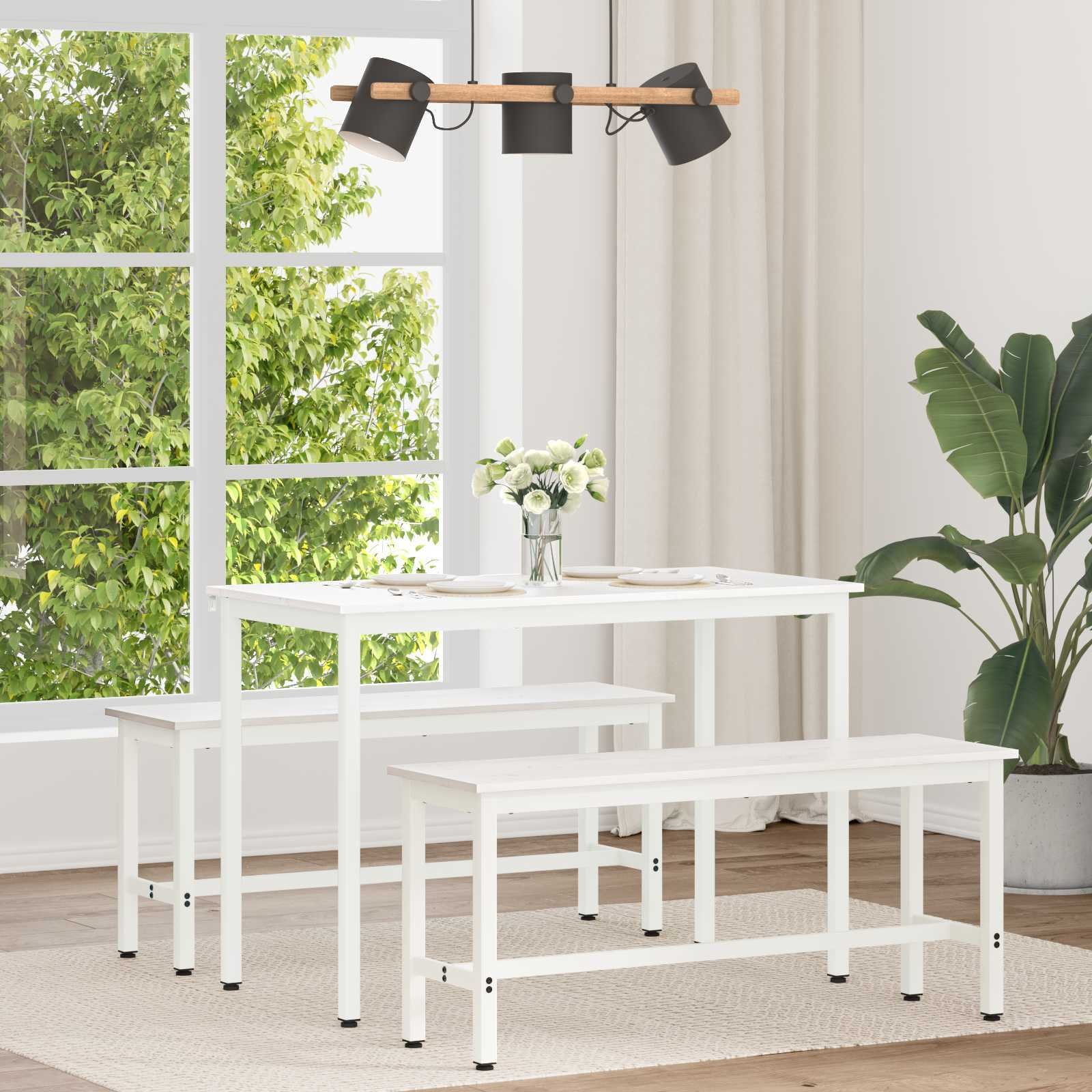 vidaXL Stół jadalny Biały 110 x 55 x 75 cm Lekkie sosnowe drewno