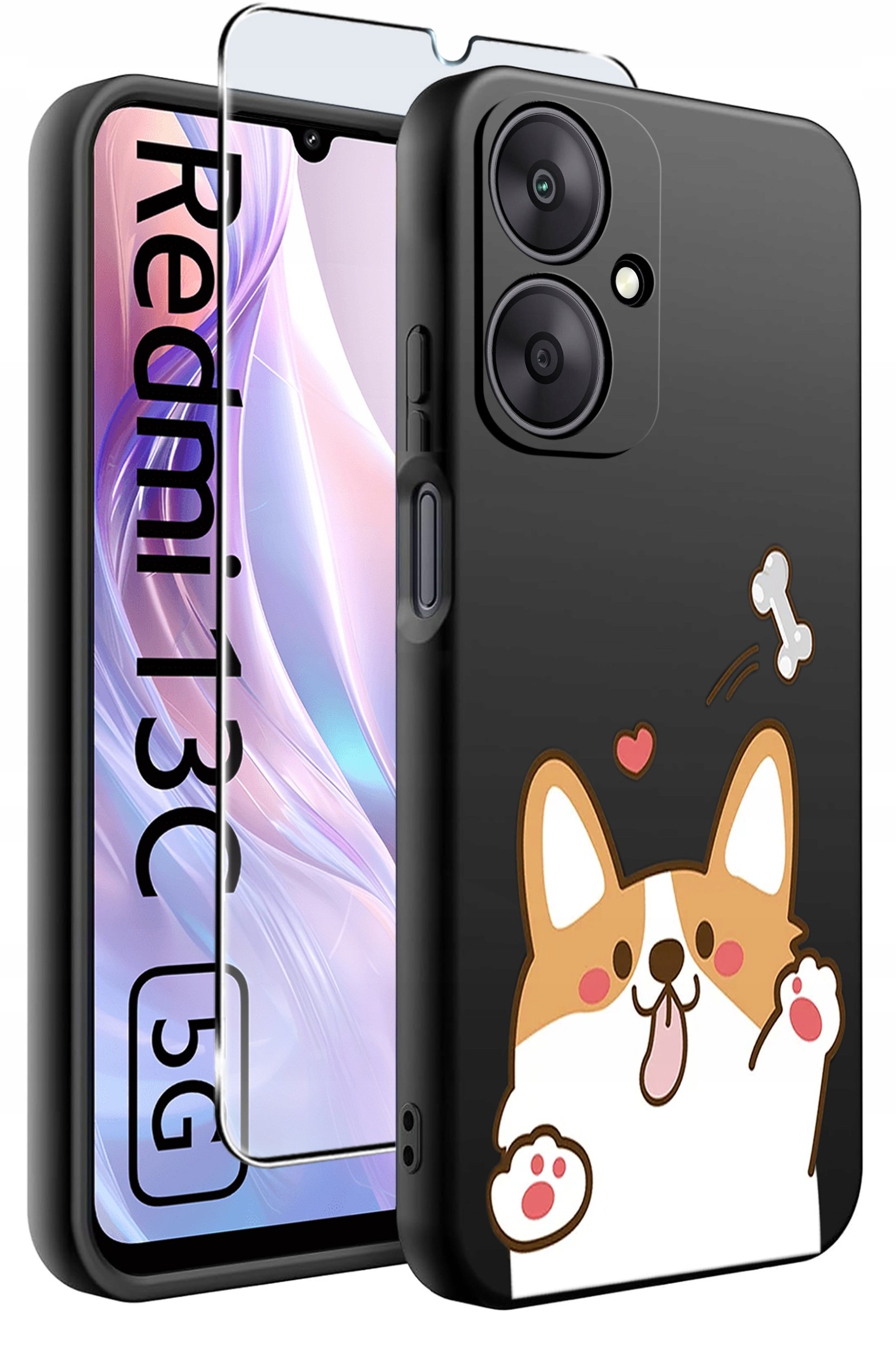 ETUI do Xiaomi Redmi 13C 5G WZORY |SILIKONOWE MATT CASE +SZKŁO HARTOWANE 9H