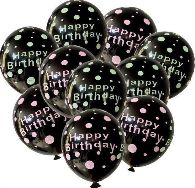 Zestaw balonów Happy Birthday czarne 11el
