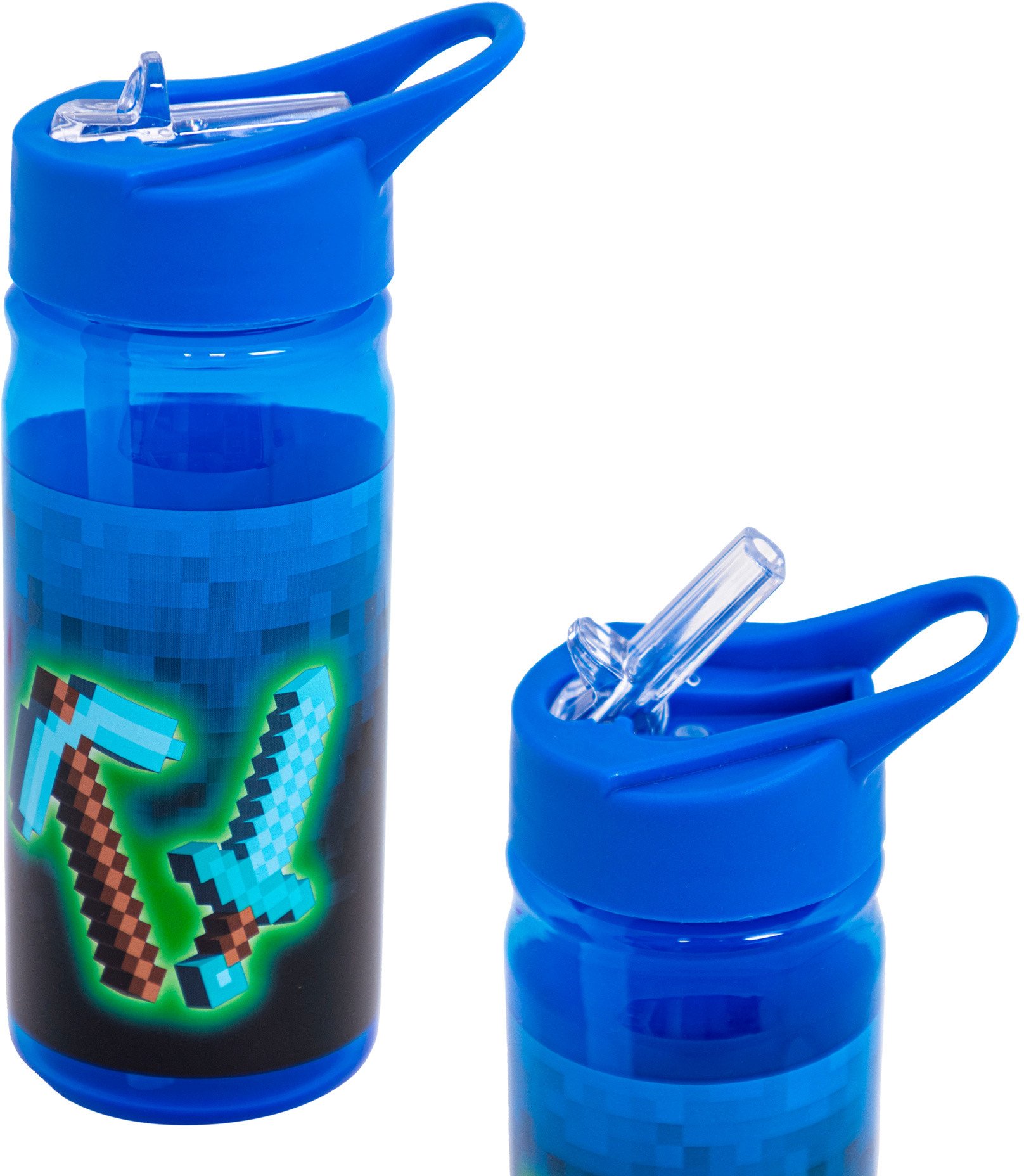 Bidon na wodę AQUA PURE butelka z rurką 450ml Blue Pixel Minecraft ASTRA
