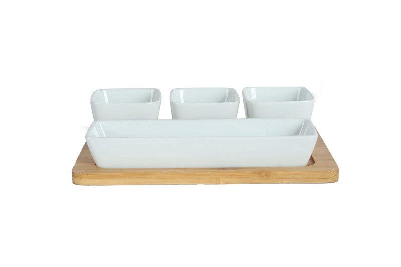 SQUARE BOWL BAMBOO PLATTER 26.1X17CM