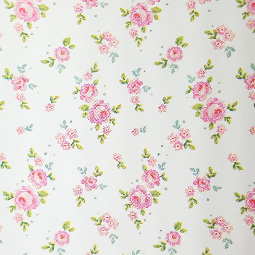 Papier biały różowe kwiaty do pakowania 57cmx5m 5m30