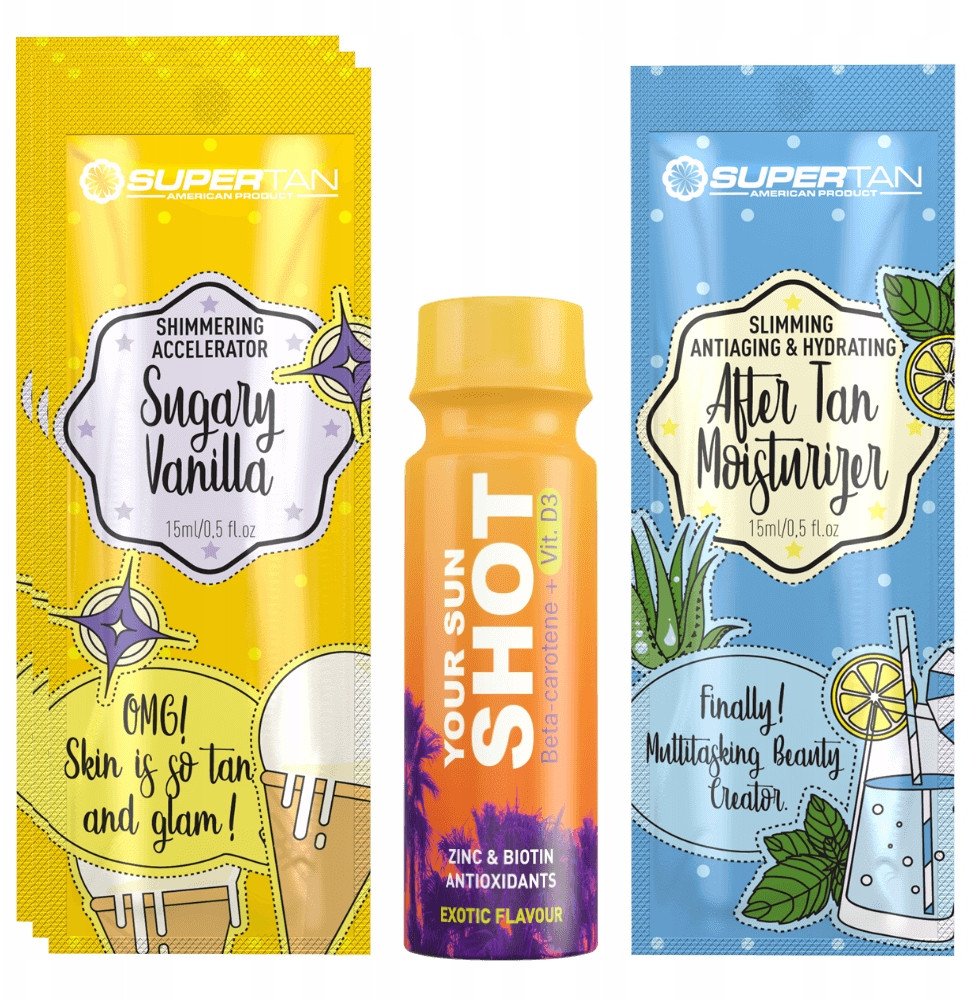 Supertan Sugary Vanilla 3x 15ml Przyspieszacz Opalania Z Drobinkami + Gratis
