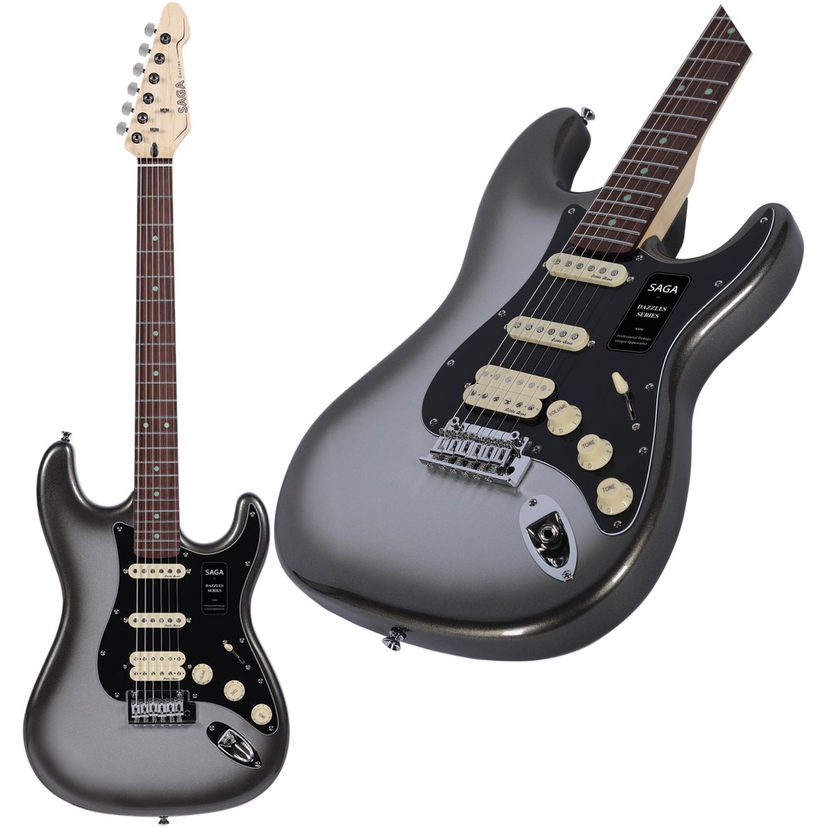 SAGA Dazzles Gitara elektryczna Mercury Gray