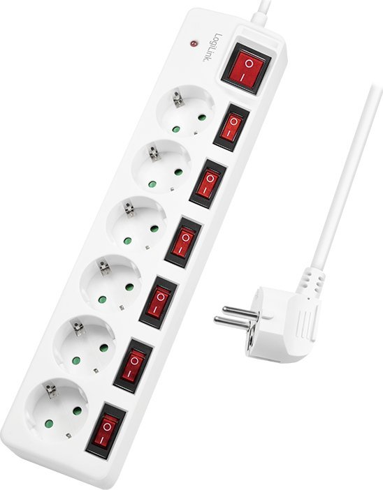 Listwa zasilająca LogiLink LogiLink 6 gniazd 1.5m biała