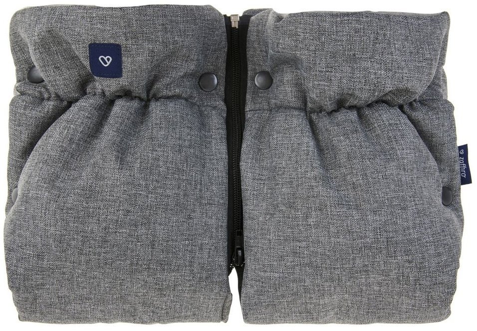 Zaffiro - Mufka do wózka dwuczęściowa - beżowa wełna premium/melanż szary U