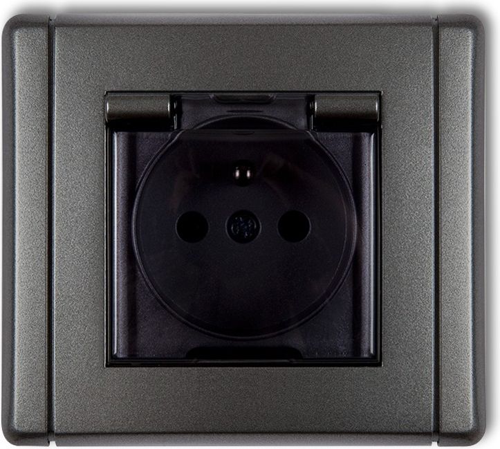 Karlik Gniazdo bryzgoszczelne Flexi z/u klapka dymna grafitowy (11FGPB-1zd)