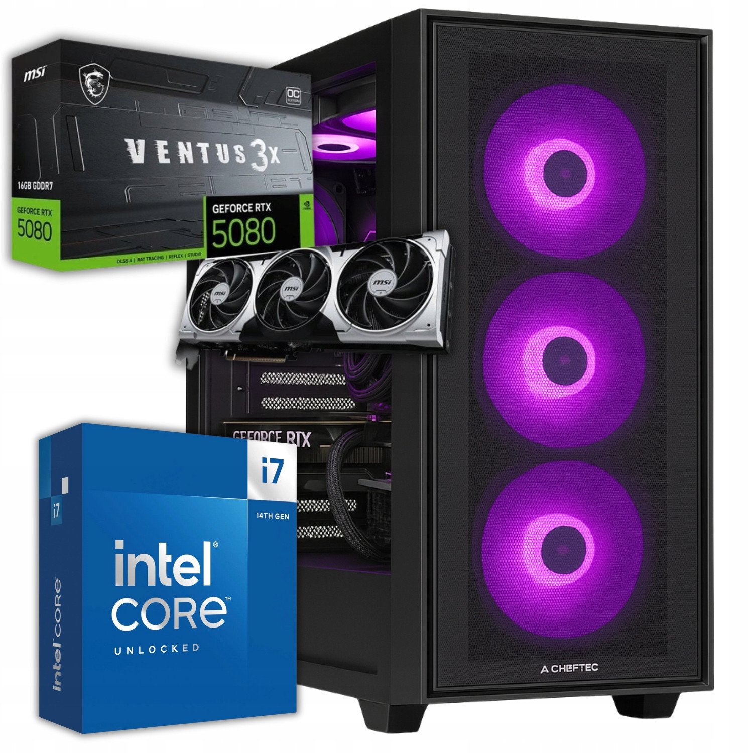 Komputer BSG Raptor V35 Intel Core i7 NVIDIA GeForce RTX 5080 64GB DDR5 2000GB SSD Windows 11