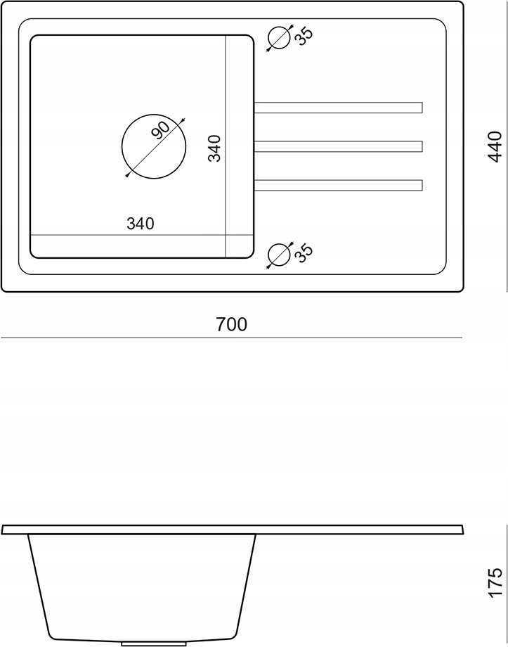 Zlewozmywak BEN 111 zlewozmywak granitowy river sand 70x44 z beżową baterią z elastyczną wylewką, z beżowym syfonem i beżową zaślepką