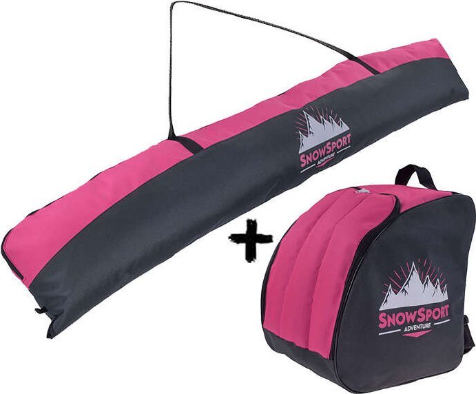 Snowsport Zestaw Pokrowiec na narty Ski Bag Pink 6in1 + Pokrowiec na buty narciarskie Snowsport BootBag Pink 160cm