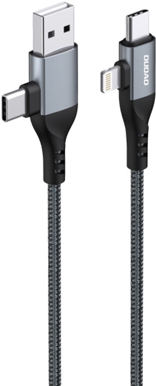 Kabel USB Dudao USB-A + USB-C - USB-C + Lightning 1 m Czarny (6976625334797)