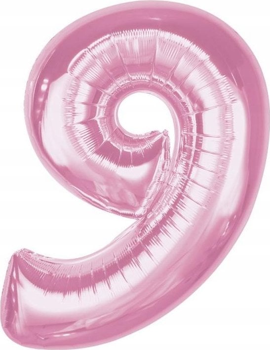 GoDan Balon foliowy cyfra 9 jasnoróżowa Smart 92cm