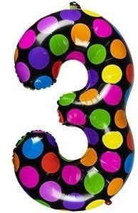 Balon foliowy cyferka 3 w kropki