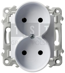 GP-2ZR/m/00 SZAFIR Gniazdo podwójne moduł bez ramki biały GP-2ZR/m/00