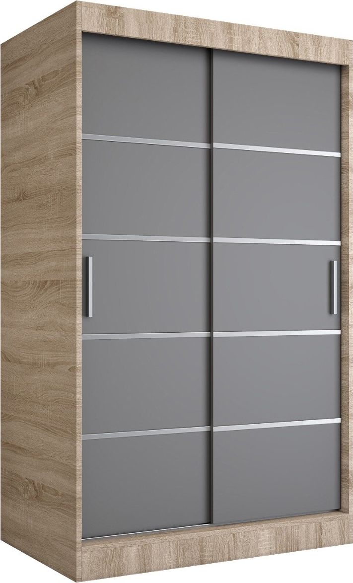 MKPOL Szafa przesuwna MODUO COMFORT 120 dąb sonoma/antracyt z listwami