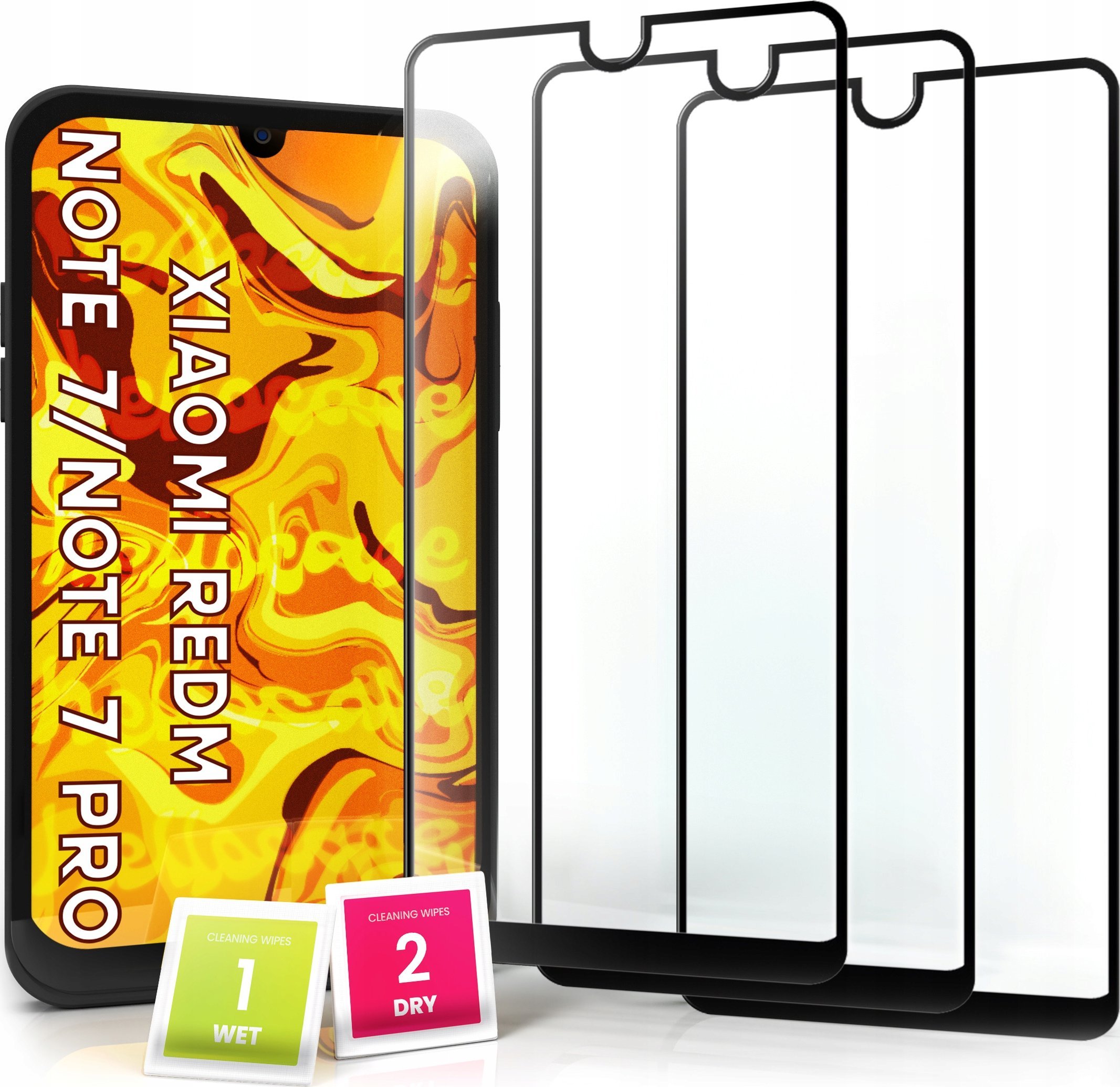 Hello Case 3-pak SZKŁO HARTOWANE DO Redmi Note 7 / 7 PRO na cały ekran 9H ochronne 5D