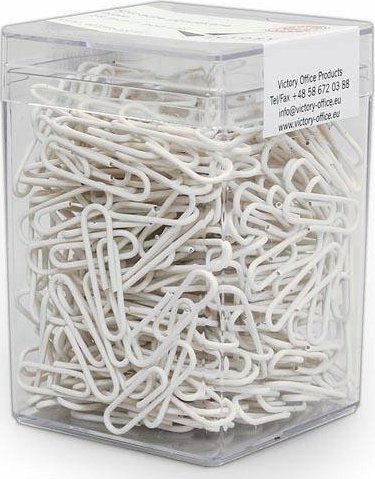 Victory Office Product SPINACZE BIUROWE VICTORY OFFICE 28MM 300 SZT. OKRĄGŁE POWLEKANE BIAŁE POJEMNIK PLASTIKOWY