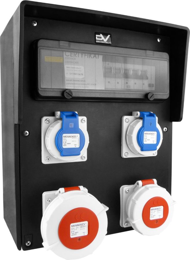 Doktorvolt Rozdzielnica budowlana HD-S/FI IP67 32A/5P 16A/5P 2x230V Schuko Gumowa Doktorvolt 9559