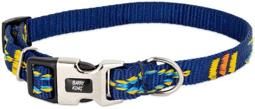 Obro�a dla psa, granatowa, wz�r etniczny, ta�ma polipropylenowa, 20mm/35-54cm